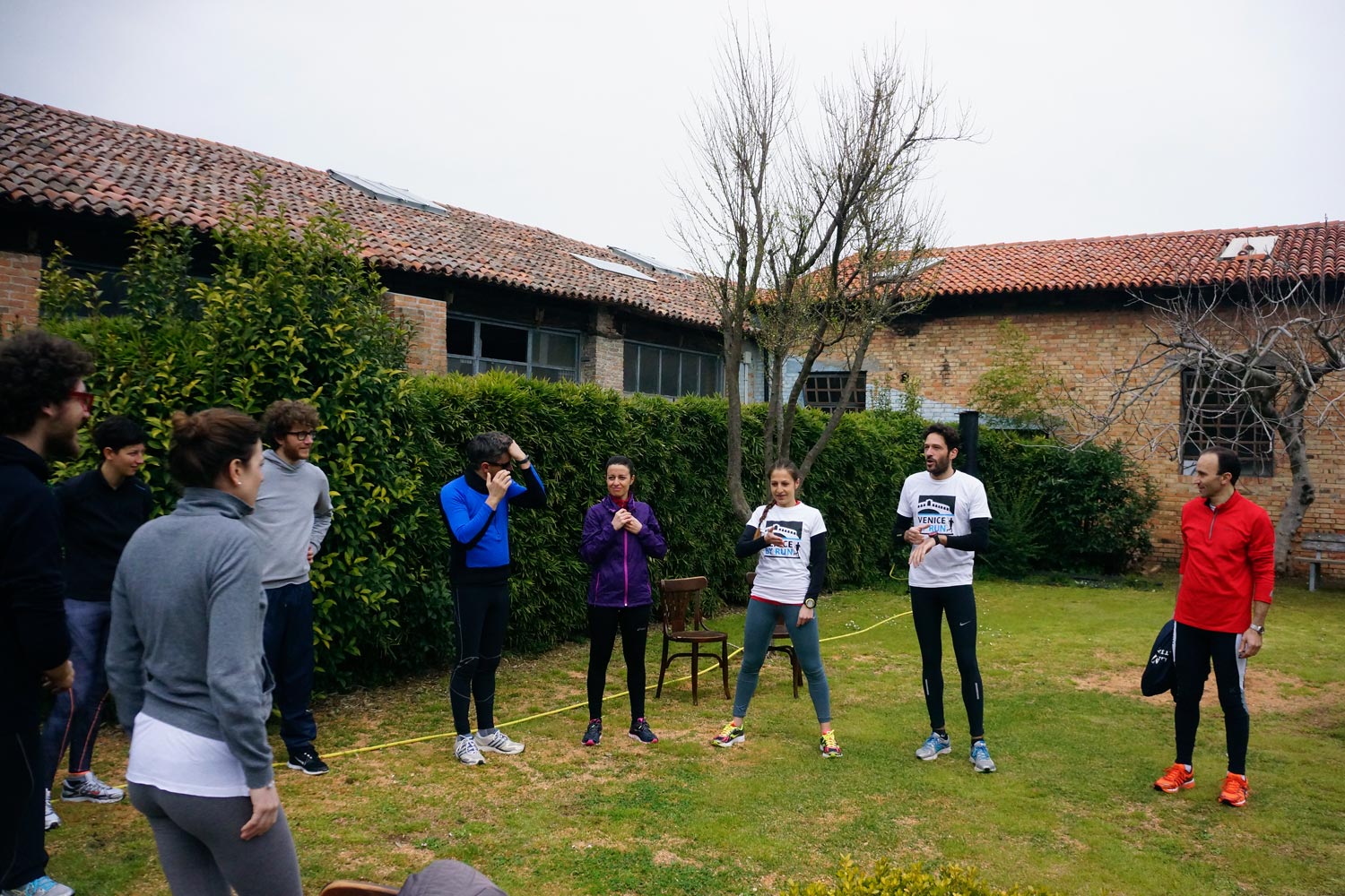 Briefing for runners in Venice before the run