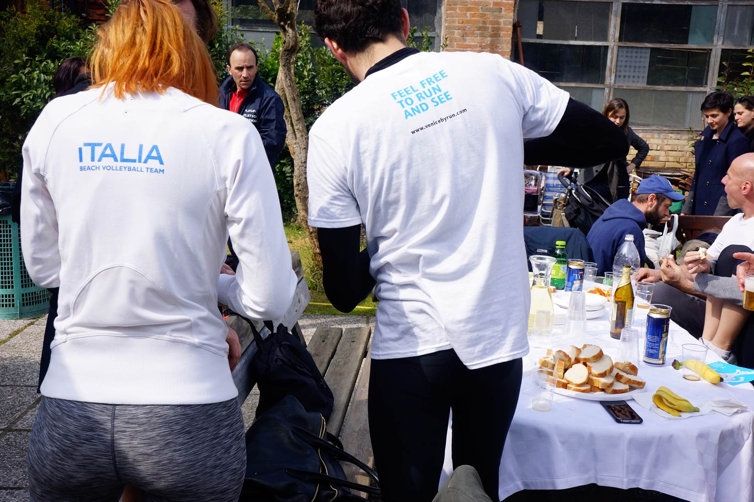 Preparing the food for the runners after the run in Venice